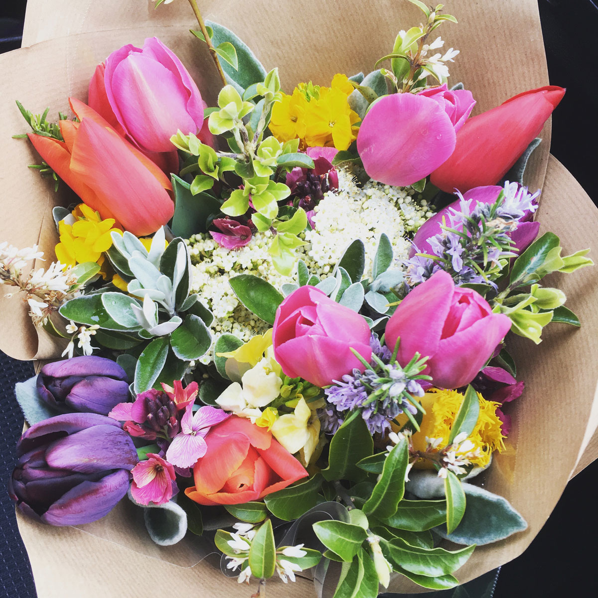 Seasonal Bouquet of Flowers & Foliage Blooming Green Seasonal